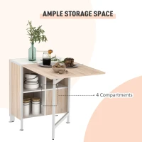 HOMCOM Multi-use Space Saving Folding Dining Table with Hideaway Shelves for Kitchen, Dining, Study and Office(m-6)