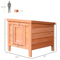 PawHut Wooden Rabbit Hutch Bunny Cage Outdoor Cat House Guinea Pig Cage Duck Shelter, Indoor Outdoor Use, 20"x16.5"x17", Orange(m-3)