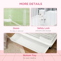 PawHut 32"L 4-Level Small Animal Cage Rabbit Hutch with Universal Lockable Wheels, Slide-out Tray for Bunny, Chinchillas, Ferret, White(m-7)