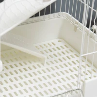 PawHut 32"L 4-Level Small Animal Cage Rabbit Hutch with Universal Lockable Wheels, Slide-out Tray for Bunny, Chinchillas, Ferret, White(m-10)