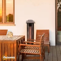 Outsunny Small Patio Heater, 1500W Electric Infrared Outdoor Heater with IP54 Safety Rating & Tip-Over Protection, Silent Design, Handle & Burn Shield, Black(m-2)