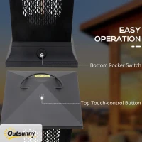Outsunny Small Patio Heater, 1500W Electric Infrared Outdoor Heater with IP54 Safety Rating & Tip-Over Protection, Silent Design, Handle & Burn Shield, Black(m-8)