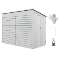 Outsunny Garden Shed 4.6ft x 9ft Lockable for Lawn Mower Garden Yard, White