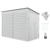 Outsunny 4.6ft x 9ft Metal Storage Shed Lockable Garden & Yard Tool & Outdoor Storage Shed, White(m-1)