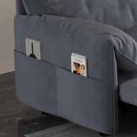 64" 3-in-1 Convertible Sleeper Sofa with Side Storage, Multi-Functional Velvet Loveseat Bed, 64" L x 33.5" W x 36" H, Grey(m-8)