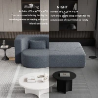 Convertible Teddy Fabric Foam-Filled Sleeper Sofa Bed with 2 Pillows, Folding Mattress, Modern Floor Sofa, 78" L x 45" W x 30" H, Gray(m-4)