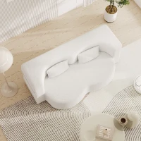 Convertible Teddy Fabric Foam-Filled Sleeper Sofa Bed with 2 Pillows, Modern Floor Sofa, Folding Mattress, 78"L x 45"W x 30"H, White(m-8)