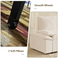 70" 3-in-1 Convertible Sleeper Sofa with 2 Soft Pillows, Multi-Functional Velvet Loveseat Bed, 70" L x 33" W x 36" H, Beige(m-6)