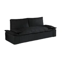 70" 3-in-1 Convertible Sleeper Sofa with 2 Soft Pillows, Multi-Functional Velvet Loveseat Bed, 70" L x 33" W x 36" H, Black(m-2)