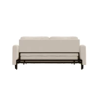 66" Hydraulic Convertible Sleeper with Storage and 2 Pillows, Tufted Button Upholstered Velvet Loveseat, 66" L x 35.5" W x 35" H, Beige(m-14)
