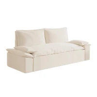 70" 3-in-1 Convertible Sleeper Sofa with 2 Soft Pillows, Multi-Functional Velvet Loveseat Bed, 70" L x 33" W x 36" H, Beige(m-2)