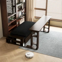 3-in-1 Convertible Sofa Bed with Pull Out Bed and Hidden Office Desk, Modern Velvet Loveseat Couch, 52.5" L x 30.5" W x 33" H, Black(m-8)