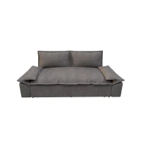 70" 3-in-1 Convertible Sleeper Sofa with 2 Soft Pillows, Multi-Functional Velvet Loveseat Bed, 70" L x 33" W x 36" H, Grey(m-12)