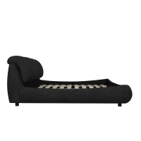 Queen Size Upholstered Bed with Oversized Padded Backrest, Solid Wood Frame, Adjustable Mattress Heights, 96.5" L x 70" W x 43.5" H, Black(m-13)