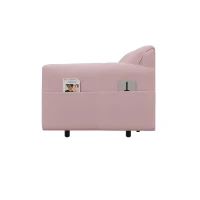 64" 3-in-1 Convertible Sleeper Sofa with Side Storage, Multi-Functional Velvet Loveseat Bed, 64" L x 33.5" W x 36" H, Pink(m-11)