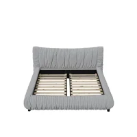 King Size Upholstered Bed with Removable Cushion, Solid Wood Frame, Adjustable Mattress Heights, 96.5" L x 89" W x 39.5" H, LIGHT Gray(m-2)