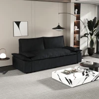 70" 3-in-1 Convertible Sleeper Sofa with 2 Soft Pillows, Multi-Functional Velvet Loveseat Bed, 70" L x 33" W x 36" H, Black(m-8)