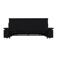70" 3-in-1 Convertible Sleeper Sofa with 2 Soft Pillows, Multi-Functional Velvet Loveseat Bed, 70" L x 33" W x 36" H, Black(m-15)