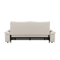 70" 3-in-1 Convertible Sleeper Sofa with 2 Soft Pillows, Multi-Functional Velvet Loveseat Bed, 70" L x 33" W x 36" H, Beige(m-13)