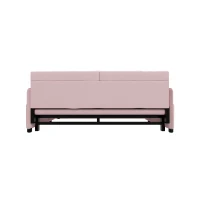 64" 3-in-1 Convertible Sleeper Sofa with Side Storage, Multi-Functional Velvet Loveseat Bed, 64" L x 33.5" W x 36" H, Pink(m-12)