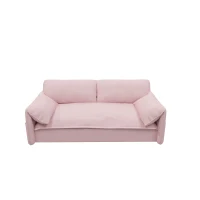 64" 3-in-1 Convertible Sleeper Sofa with Side Storage, Multi-Functional Velvet Loveseat Bed, 64" L x 33.5" W x 36" H, Pink(m-10)