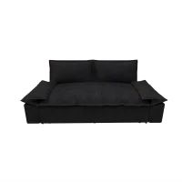 70" 3-in-1 Convertible Sleeper Sofa with 2 Soft Pillows, Multi-Functional Velvet Loveseat Bed, 70" L x 33" W x 36" H, Black(m-12)