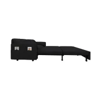 64" 3-in-1 Convertible Sleeper Sofa with Side Storage, Multi-Functional Velvet Loveseat, 64" L x 33.5" W x 36" H, Black(m-10)