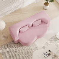 Convertible Teddy Fabric Foam-Filled Sleeper Sofa Bed with 2 Pillows, Modern Floor Sofa, Folding Mattress, 78" L x 45" W x 30" H, Pink(m-8)