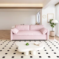 64" 3-in-1 Convertible Sleeper Sofa with Side Storage, Multi-Functional Velvet Loveseat Bed, 64" L x 33.5" W x 36" H, Pink(m-5)