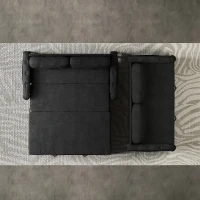 66" Hydraulic Convertible Sleeper Sofa with Storage and 2 Soft Pillows, Tufted Button Upholstered Loveseat, 66" L x 35.5" W x 35" H, Black(m-7)