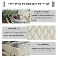 King Contemporary Special-shaped Upholstered Bed with Deep Button Tufting, Storage Compartments, 123.5" L x 101" W x 43.5" H, Beige(m-5)