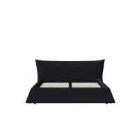 King Size Upholstered Platform Bed with Velvet Headboard, Metal & Solid Wood Frame, 97.5" L x 93" W x 42" H, Black(m-2)