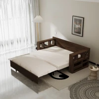 3-in-1 Convertible Sofa Bed with Pull Out Bed and Hidden Office Desk, Modern Velvet Loveseat Couch , 52.5" L x 30.5" W x 33" H, Beige(m-1)