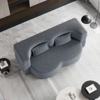 Convertible Teddy Fabric Foam-Filled Sleeper Sofa Bed with 2 Pillows, Folding Mattress, Modern Floor Sofa, 78" L x 45" W x 30" H, Gray(m-8)