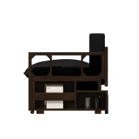 3-in-1 Convertible Sofa Bed with Pull Out Bed and Hidden Office Desk, Modern Velvet Loveseat Couch, 52.5" L x 30.5" W x 33" H, Black(m-14)
