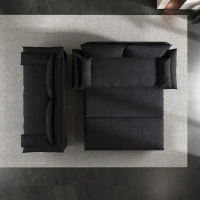 70" 3-in-1 Convertible Sleeper Sofa with 2 Soft Pillows, Multi-Functional Velvet Loveseat Bed, 70" L x 33" W x 36" H, Black(m-10)