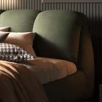 Queen Size Upholstered Bed with Oversized Padded Backrest, Solid Wood Frame, Adjustable Mattress Heights, 96.5" L x 70" W x 43.5" H, Green(m-9)