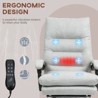 Vinsetto Microfibre Massage Office Chair, Heated Reclining Chair with Footrest, Double-tier Padding, Swivel Wheels, Light Gray(m-4)