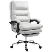 Vinsetto Microfibre Massage Office Chair, Heated Reclining Chair with Footrest, Double-tier Padding, Swivel Wheels, Light Gray(m-1)