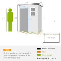 Outsunny Resin Garden Shed, 5'x3' Outdoor Storage Shed with Lock, Window, Vent, Utility Tool Shed for Backyard, Patio, Gray(m-3)