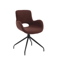 Teddy Velvet Upholstered Chair with Metal Legs for Bedroom, 360 Degree Rotating Computer Chair, 23" L x 22.5" W x 32.5" H, Dark Brown(m-2)