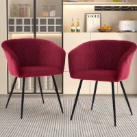 Modern Velvet Dining Chair with Armrests, Cushioned Bucket Seat, Ergonomic Design, 23" L x 22" W x 30" H, Wine Red(m-6)
