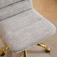 Armless Office Chair with Wheels and Fabric Cushions, Adjustable Height and Tilt, Ergonomic Design, 22" L x 21.5" W x 41" H, Grey(m-7)