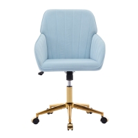 Adjustable Ergonomic Swivel Chair with Memory Foam Cushion, Office Chair with Golden Base, Lumbar Support, 25" L x 23" W x 38" H, Baby Blue