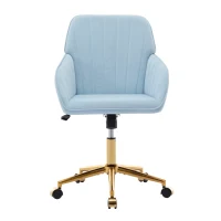 Adjustable Ergonomic Swivel Chair with Memory Foam Cushion, Office Chair with Golden Base, Lumbar Support, 25" L x 23" W x 38" H, Baby Blue(m-2)