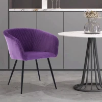 Modern Velvet Dining Chair with Armrests, Cushioned Bucket Seat, Ergonomic Design, 23" L x 22" W x 30" H, Purple(m-1)