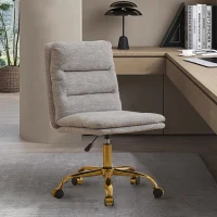 Armless Office Chair with Wheels and Fabric Cushions, Adjustable Height and Tilt, Ergonomic Design, 22" L x 21.5" W x 41" H, Grey(m-5)