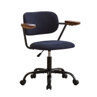 Height Adjustable Computer Chair with 360° Rotating Wheels, Ergonomic Backrest Support and Armrests, 26.5" L x 22" W x 33.5" H, Blue(m-10)