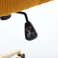 Height Adjustable 360° Armchair with Gold Base and Ergonomic Design, Modern Corduroy Office Desk Chair, 25" L x 23.5" W x 38.5" H, Yellow(m-8)