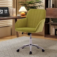 Adjustable Swivel Chair with Memory Foam Cushion and Lumbar Support, Ergonomic Office Chair with Silver Base, 25" L x 23" W x 38" H, Pale Green(m-1)